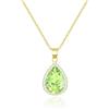 Linawe Collana a catena in oro da donna, ciondolo in peridoto dorato con diamante verde, pietra portafortuna, set di gioielli dorati, gioielli a catena con ciondoli dorati