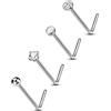 OUFER Body Piercing Nose Stud Titanium L-Shaped Nose Piercings Nose Piercing Jewellery 22G Nose Bar 4pcs 1.5mm 2mm 2.5mm 3mm Tiny Nose Bone Pin Sets Nostril Piercing Jewelry