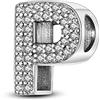 TINSLO Bead Charm Ciondolo Argento Sterling 925 Lettere con Cubic Zirconia Pendenti per Pandora Braccialetti, Compatibile con Braccialetti e Collane europei