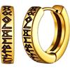 FaithHeart Uomo Donna Orecchini Cerchio di Rune Vichinghe Rune Celtiche Orecchini Cerchio Argento 925 / Acciaio Inox Antiallergico con Onice Gioielli Amuleto Nordico