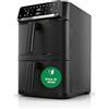 Bosch Friggitrice ad Aria Serie 6, XXL Doppio Cestello 12L, 2 Cestelli da 6L con Funzione SYNC, 6 Programmi Preimpostati, Rivestimento 100% Ceramica Non Tossico, Interno In Metallo, Nero, MAFD661B0