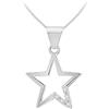 Tuscany Silver Collana regolabile con ciondolo a stella cava con zirconi bianchi in argento sterling 925 su catena grumetta da 41-46 cm