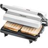 Bestron Piastra Tostapane, Griglia per panini con vassoio di raccolta, macchina per panini con impugnatura cool-touch e rivestimento antiaderente, 700 watt, Colore: Bianco