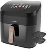 Cecotec Friggitrice ad Aria 8,5L doppio Grill e Affumicatore Cecofry&Grill Smokin' 8500 Plus. 2200 W, Doratura perfetta, Gusto Griglia, Temperatura regolabile 200º máx, 10 Menu, Pizza Maker