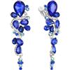 Clearine Orecchini Clip-On Cristallo Sposa Multiplo a goccia a Goccia Avvitare indietro Ciondola gli orecchini pendenti Royal Blu Argento-fondo