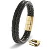 SERASAR Regalo Uomo Braccialetto Uomo 23cm Oro Bracciale Pelle Cuoio Regolabile Magnetico Inox Bracciali Braccialetti Perline Bracialetto Cinturino Braciale Bambino Bracelet Braciale Nere Accessori