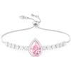 Linawe Bracciale tennis da donna rosa rosa, bracciale in argento, bracciale da donna in argento, set di braccialetti con catena a mano con diamanti e cristalli, braccialetto con ciondolo