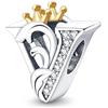 TINSLO Bead Charm Ciondolo Argento Sterling 925 Lettere con Cubic Zirconia Pendenti per Pandora Braccialetti, Compatibile con Braccialetti e Collane europei