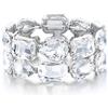 EVER FAITH Braccialetto Donna, Rhinestone Cristallo Sposa 2 Strati Largo Elasticità Bracciale per Donne Ragazze Trasparente Argento-Fondo