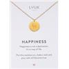 LUUK LIFESTYLE Collana ciondolo alpaca e acciaio inossidabile (50cm), carta HAPPINESS, gioielli semplice, portafortuna, idea regali donna, lei, compleanno, animali, oro