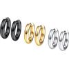 PROSTEEL Orecchini Cerchietto Donna Set di Orecchini Cerchio Donna Uomo Stile Hip Hop, 3 Paia 6 Pezzi, 10 mm Diametro, Acciaio Inossidabile/Placcato oro 18K, Colore Argento Oro Nero(Confezione Regalo)-Prosteel