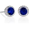 Namana Argento Donna Orecchini con Zirconi Blu, Piccoli Orecchini a Perno con Pietre Blu Zaffiro, Orecchini Halo con Confezione Regalo