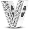 TINSLO Bead Charm Ciondolo Argento Sterling 925 Lettere con Cubic Zirconia Pendenti per Pandora Braccialetti, Compatibile con Braccialetti e Collane europei