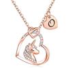 TINGN Collana Unicorno per Ragazze, Ciondolo a Cuore in Oro Rosa Collane Unicorno per Ragazze Catena da Donna con Lettera O Collana Unicorno Gioielli Regali Unicorno per Ragazze Donne Collana Unicorno