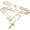 FaithHeart Collana Rosario Cristiano Medagila San Michele Argento Nero Oro Catena Lunga di Perline Preghiera 66+16 CM Collana Amuleto Gioielli Religiosi Regalo Compleanno