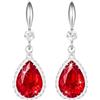 Linawe Set di gioielli in argento rosso da donna, orecchini pendenti rossi, orecchini a goccia con fiocco, orecchini gioielli alla moda con diamanti in cristallo, orecchini da sposa in moissanite