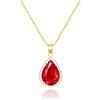 Linawe Collana da donna con catenina in rubino rosso, ciondolo a catena in oro, catenina placcata in oro con pietra portafortuna con diamante, collana da donna, catenina con ciondolo in oro