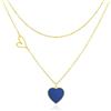 Linawe Collana a cuore blu da donna, gioielli in acciaio inossidabile con catena in oro, set di catene a strati placcate in oro, catena in oro con ciondolo