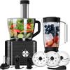 TopStrong Robot da Cucina Multifunzione, TopStrong 1100W Food Processor con Frullatore, Tagliare, Affettare, Montare e Tritare Ghiaccio, Ciotola 3.2L + Blender 1.5L, 3 velocità Impostazione