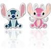 Disney Stitch - Orecchini Stitch e Angel in Argento 925 per Bambine e Ragazze, con Smalto Colorato, Idea Regalo di Compleanno, Gioielli Ufficiali Disney