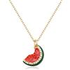 EVER FAITH Collana con ciondolo in cristallo di anguria per donna, incantevole frutta strass gioielli regalo verde tono oro, Cristallo