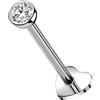 OUFER Body Piercing 18G/1.0MM Helix Piercing Jewellery Titanium Labret Earring Stud Clear CZ Lip Bar 5/6/8/10/12mm Nose Piercing Stud Flat Back Earrings