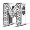 TINSLO Bead Charm Ciondolo Argento Sterling 925 Lettere con Cubic Zirconia Pendenti per Pandora Braccialetti, Compatibile con Braccialetti e Collane europei