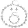Clearine Set di gioielli da sposa per donne, splendida collana Crystal Marquise Cluster con collana, orecchini a perno, bracciale per matrimonio, colore argento chiaro