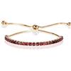 ZAVANA Bracciale Placcato Oro Regolabile da Donna e Ragazza, con Zirconi Cubici Rossi, Bracciali da Donna con Pietre con Chiusura Regolabile con Perline, Braccialetti Sottili con Pietre Rosse Rubino