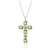 Linawe Catenina in argento, collana a catena trasversale da donna, peridoto verde, pietra portafortuna, ciondolo in cristallo, argento, catena con ciondolo a croce