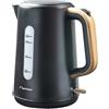 Bestron Bollitore con base a 360°, bollitore acqua incluso arresto automatico e protezione contro il funzionamento a secco, capacità di 1,7 litri, Black&Wood Collection, colore: Nero/legno