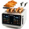 Zachvo Tostapane 4 fette con touchscreen e timer conto alla rovescia - tostapane lungo in acciaio inox con 2 zone di temperatura indipendenti, fessure extra larghe da 3,7 cm, 6 programmi