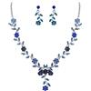 Clearine Set di gioielli per il matrimonio da donna Foglia Cluster Fiore Cristalli Ciondolo Collana Orecchini pendenti per Sposa Blu Argento-fondo
