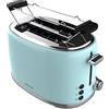 Cecotec Tostapane 2 fette Toast&Taste 1000 Retro Double Blue. 980 W, 2 fessure larghe da 3,8 cm e corte, acciaio inossidabile, aste superiori, potenza regolabile, vassoio raccogli briciole