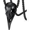 FaithHeart Collana Nero Collana Corvo Vichingo Teschio Vuoto 3D Talismano Hugin e Munin Collana Uomo Acciaio Halloween Collana Vichinga Corvo Argento Nero Oro Regalo Creativo Compleanno