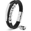 SERASAR Bracciali da Uomo Argento 23cm Bracciale in Pelle Gioielli in Pelle Bracciale intrecciato in Pelle Da Soldato Bracciale Avvolgente in Pelle Braccialetto in Pelle A Catena in Pelle