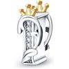 TINSLO Bead Charm Ciondolo Argento Sterling 925 Lettere con Cubic Zirconia Pendenti per Pandora Braccialetti, Compatibile con Braccialetti e Collane europei