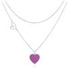 Linawe Collana in argento, collana a cuore da donna, set di gioielli in argento per donna, gioielli in acciaio inossidabile con catena viola, collana elegante con ciondolo