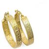 PRINS JEWELS Orecchini a cerchio piccoli con decorazione a chiave greca in oro giallo 18 carati / 750, diamantati (2 x 14 Ø mm) - PRI37A