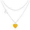Linawe Catenina in Argento Con Cuore da Donna, Gioielli Gialli in Acciaio Inossidabile, Ciondolo e Set di Collane a Strati