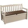 Keter Cassapanca Contenitore Eden con Capacità di 265 Litri in Resina, Resistente agli agenti atmosferici, Colore Beige/Marrone, 140 x 60 x 84 cm