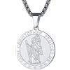 FaithHeart Collana Uomo Donna San Cristoforo Argento Nero Oro 3D Rilievo Rotondo Ovale Amuleto Talismano in 316L Acciaio Impermeabile Antiruggine 55+5 CM Catena Impresa