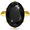 Linawe Anello Nero da Donna, Regolabile in Oro Placcato, Grande Anello da Dito Con Diamante Moissanite, Alla Moda