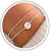 TINGN, bracciale da donna in argento e oro, placcato in oro bianco/oro 18K due in uno con monogramma a lettere, dischi, bracciali regalo per donne e ragazze, regali di Natale per donne e amiche, 6