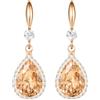 Linawe Orecchini pendenti in oro rosa da donna, lunghi orecchini pendenti, diamanti di cristallo di topazio champagne, orecchini di moda in moissanite, set di orecchini grandi
