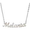 10:10 Collana Donna Nome Personalizzato In Acciaio Inox Anallergico, Gioiello Donna Nome Finitura Lucida, Catena Sottile Regolabile Realizzato in Italia (Melania)