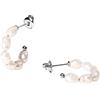 Purelei Organic Pearl - Orecchini a cerchio in acciaio inox con vera perla d'acqua dolce, placcati in oro 14 K/18 K, 23 mm, eleganti gioielli di perle da donna, normale, Acciaio inossidabile, abalone
