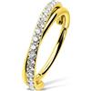 OUFER Piercing Naso Acciaio Chirurgico 20G Oro Anello Naso Gioiello Orecchino a Cerchio Cartilagine Design Incrociato Doppio Cerchio Piercing Nostril CZ Trasparente per donne 8mm