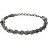 Breil, Collezione Yox, Bracciale Uomo in Acciaio Inossidabile Brunito Silver, con Catena Rope Intrecciata, Finali Lucidi, Chiusura a Gioielleria, Lunghezza Regolabile fino a 22 cm