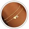 TINGN Bracciale da Donna TINGN Oro e Argento - 14K Bracciale Dorato a Strati con Cuore, Bracciale Personalizzato con Monogrammi, Alfabeto, Lettere, Gioiello da Donna, Idee Regalo per Donne, Amiche, Ragazze